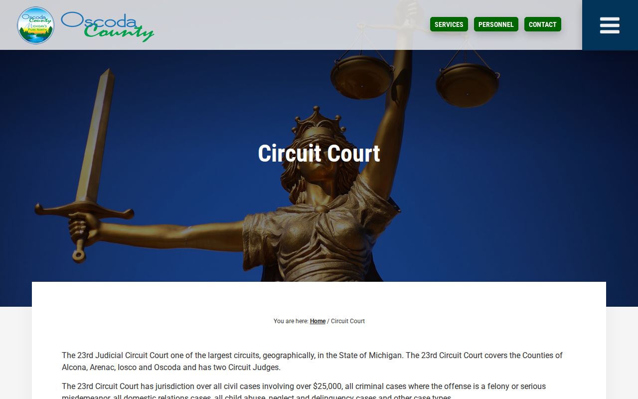 Oscoda County bench warrants: 23rd Circuit Court central filing and contact information