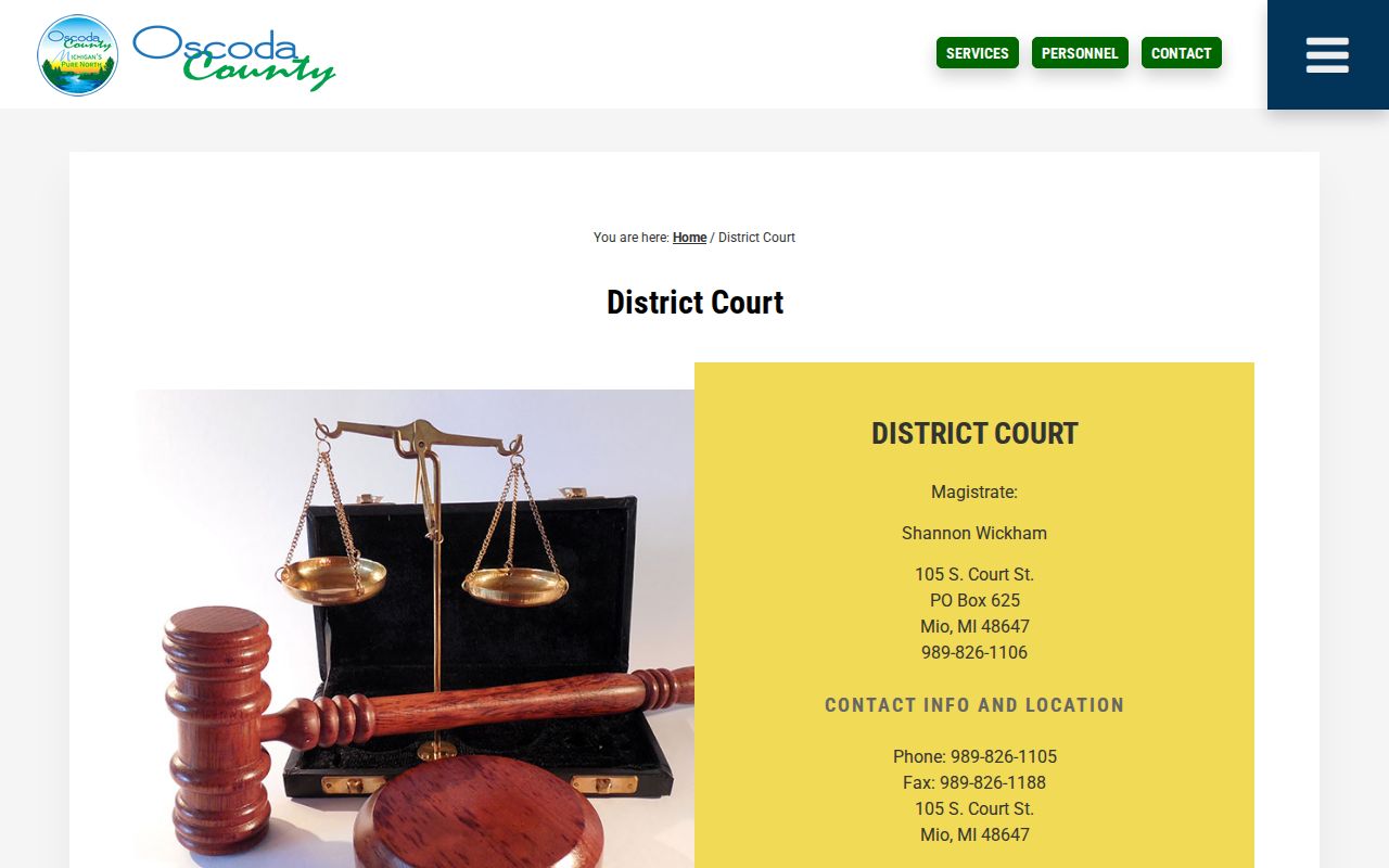 Oscoda County warrant records: 81st District Court contact and counter information